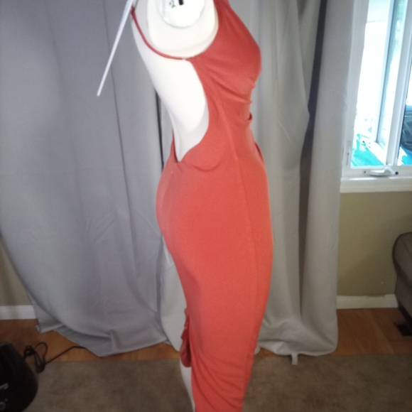 Katie May Pink Asymmetrical Ruched Strapless Dress - Picture 3 of 4